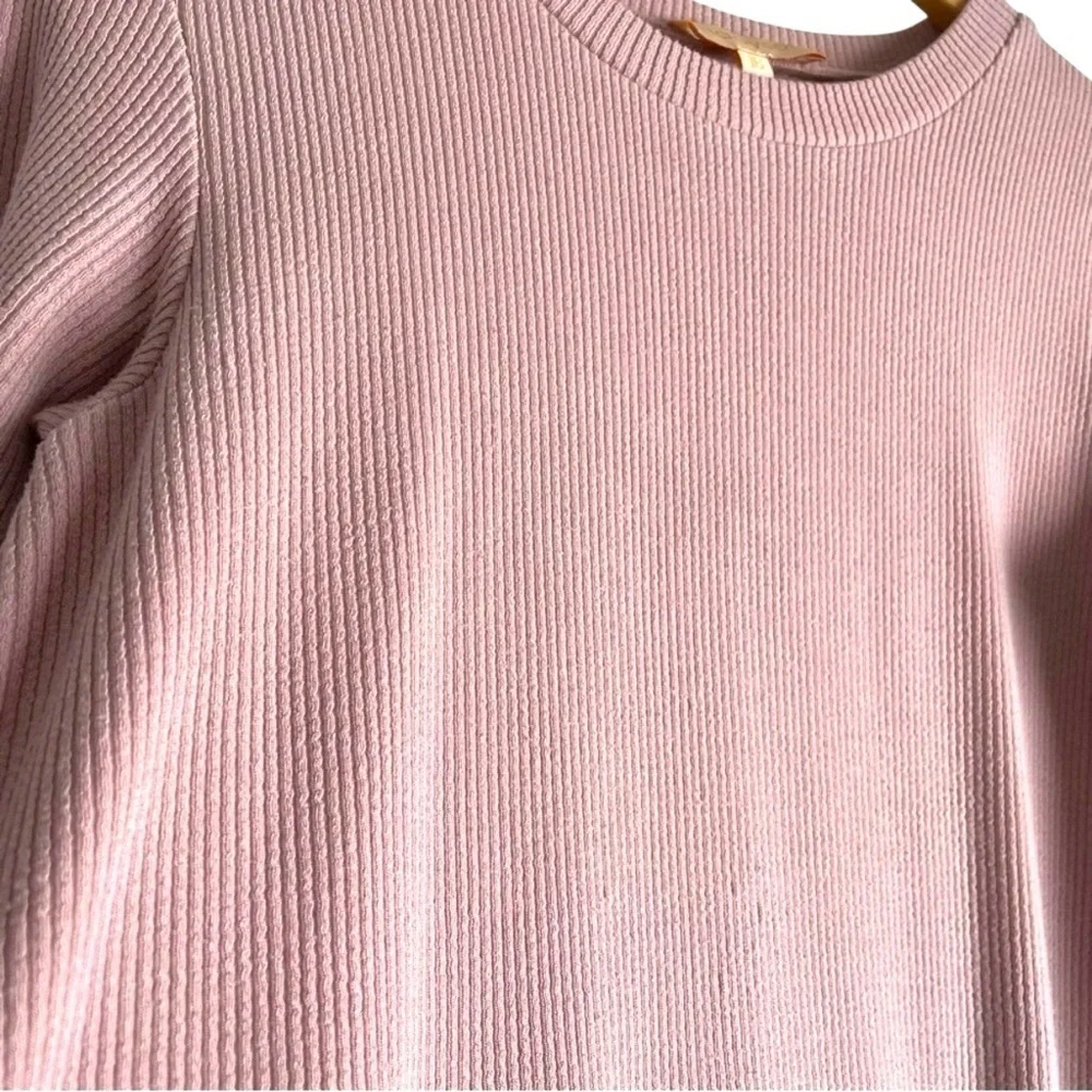 MADYSON Pink Ribbed Long Sleeve Dress Size 16 Teen Girl Below Knee Length / Midi